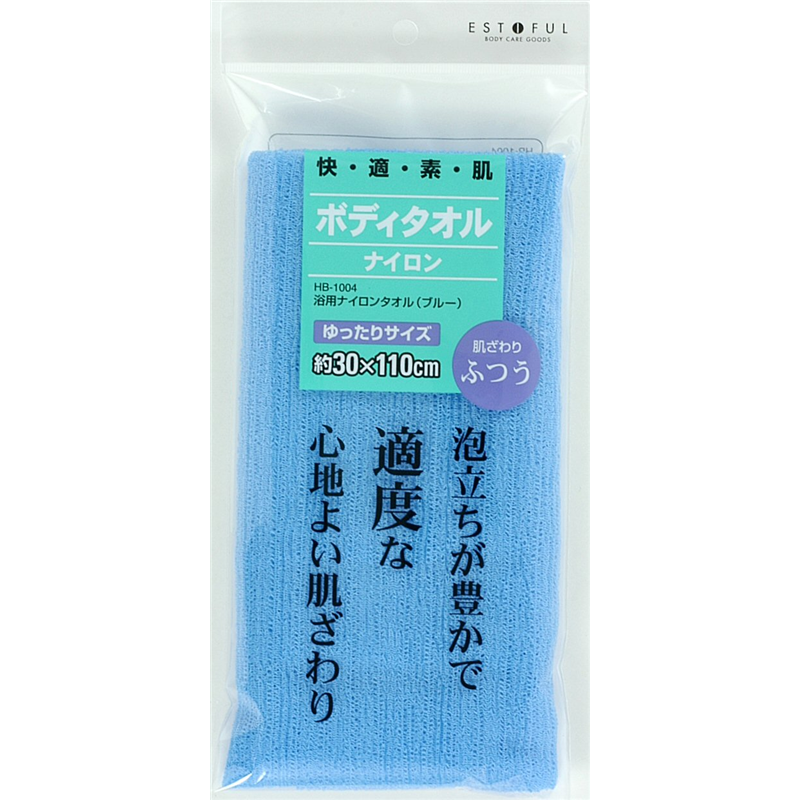 貝印 HB1004 EF.浴用タオル ナイロン ふつう ブルー 1個（ご注文単位12個）【直送品】