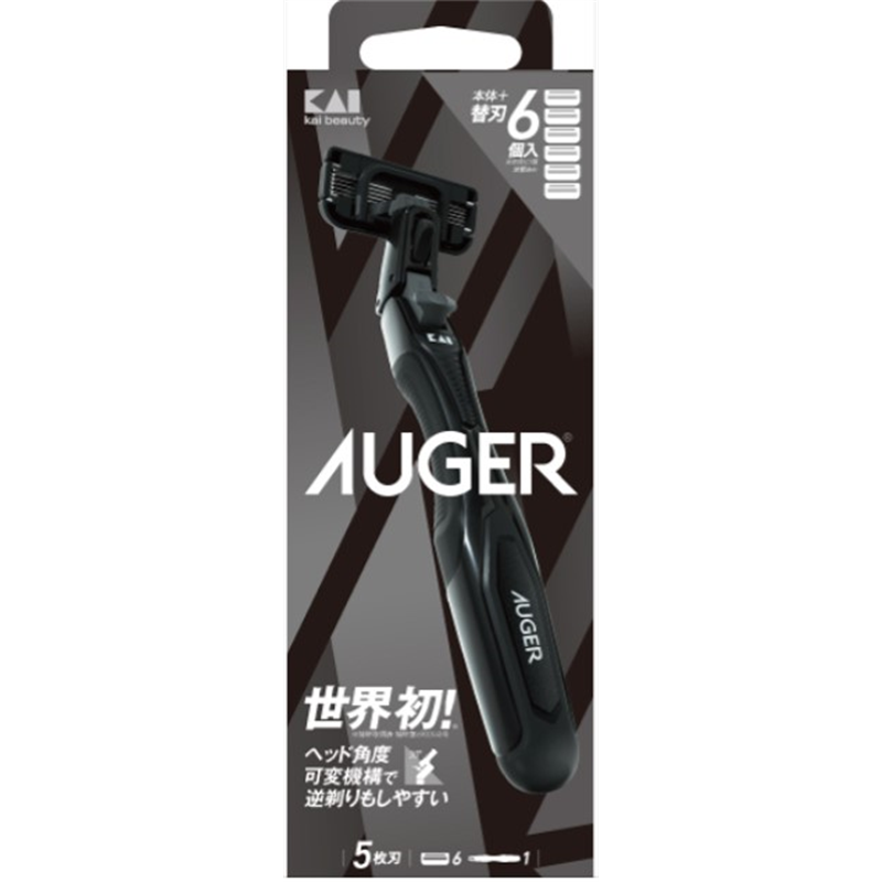 貝印 GA0088 AUGER コンボパック ホルダー+替刃6個付 1袋（ご注文単位6袋）【直送品】