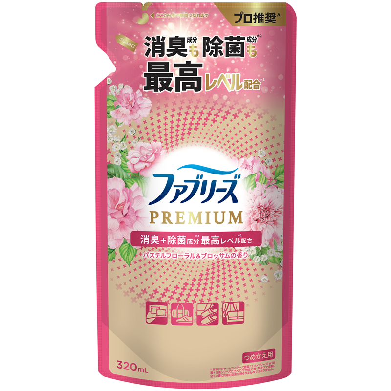 Ｐ＆Ｇジャパン合同会社 ファブリーズW除菌+消臭プレミアムパステルフローラル&ブロッサムの香りつめかえ 320mL 1パック（ご注文単位1パック）【直送品】