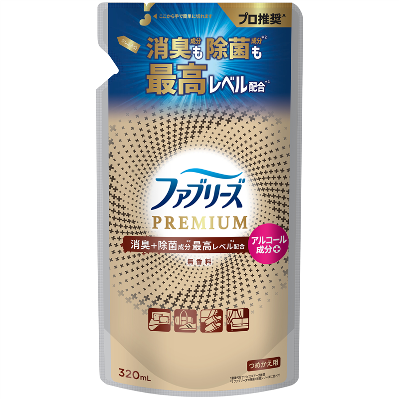 P&Gジャパン合同会社 ファブリーズW除菌+消臭プレミアム無香料つめかえ 320mL 1パック(ご注文単位1パック)【直送品】