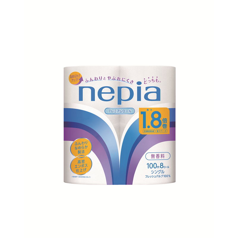 王子ネピア ネピア トイレットロール 1.8倍巻8ロールシングル 100m 8ロール 1パック（ご注文単位8パック）【直送品】