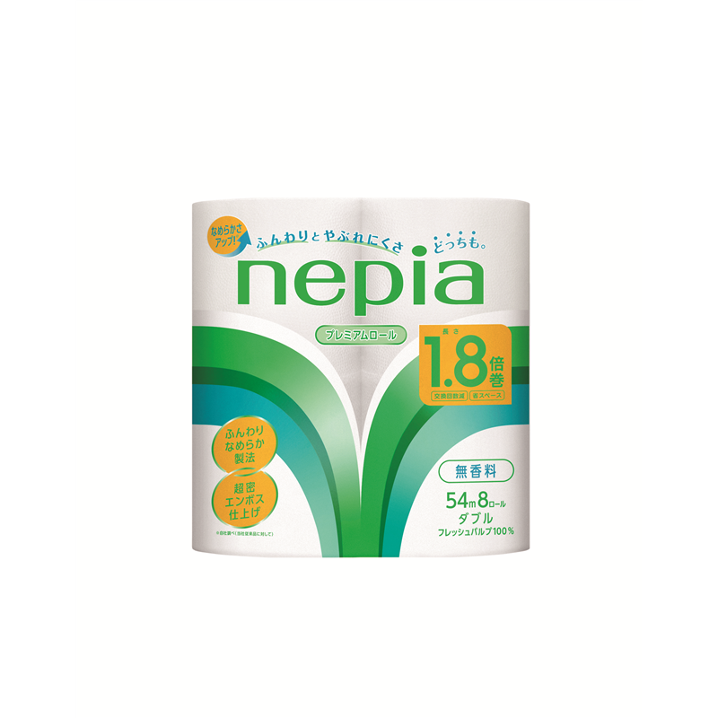 王子ネピア ネピア トイレットロール 1.8倍巻8ロールダブル 54m 8ロール 1パック（ご注文単位8パック）【直送品】