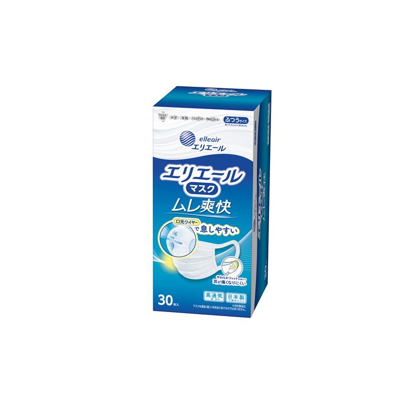 大王製紙 エリエールマスク ムレ爽快 ふつうサイズ 30枚 1パック（ご注文単位1パック）【直送品】
