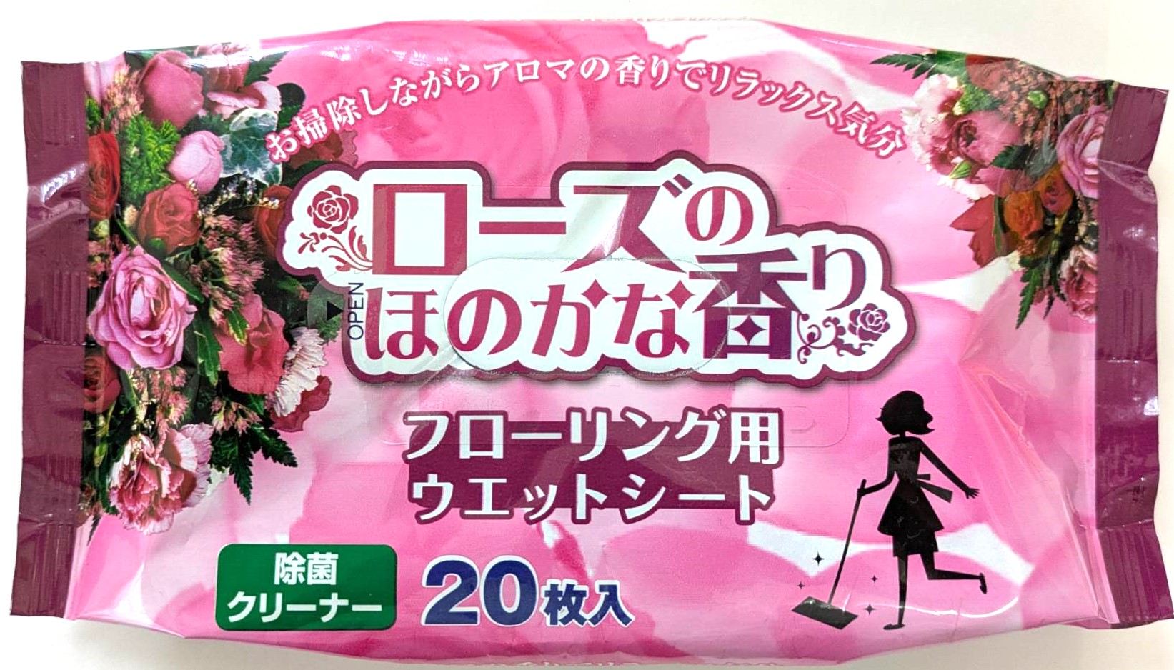 ＨＡＤＡＲＩＫＩ フローリング用ウェットシート ローズの香り 20枚/パック（ご注文単位1パック）【直送品】