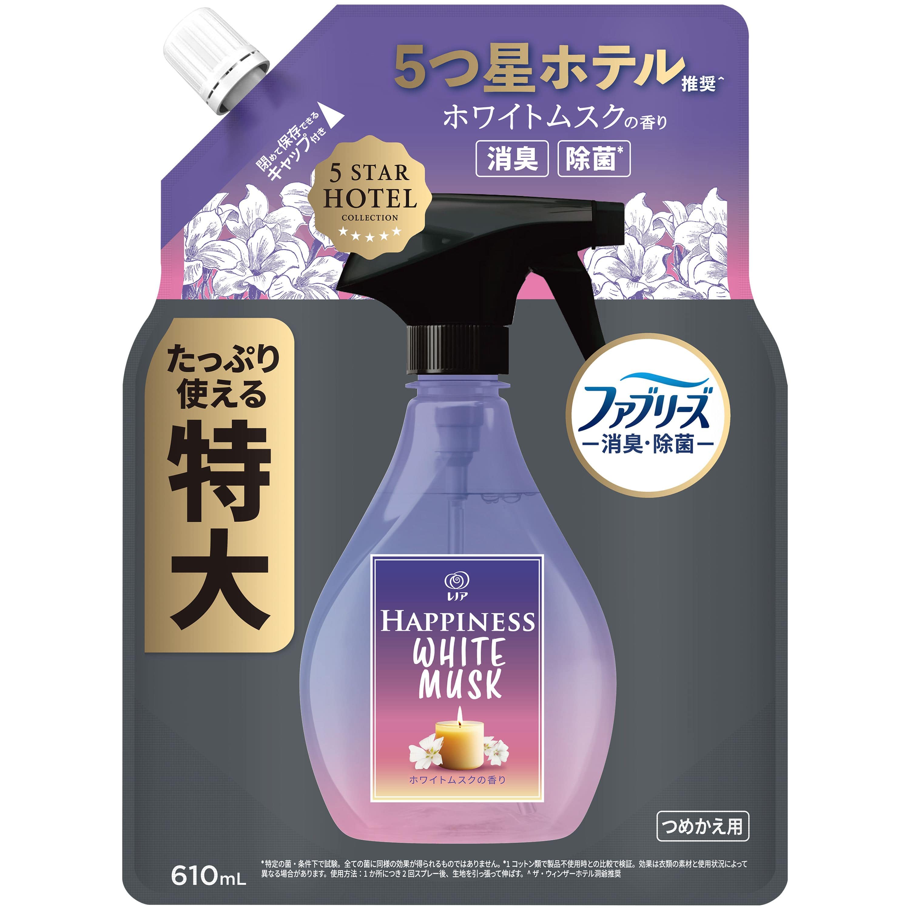 P&Gジャパン レノアハピネスミストホワイトムスクの香りつめかえ特大サイズ 610mL/パック(ご注文単位1パック)【直送品】