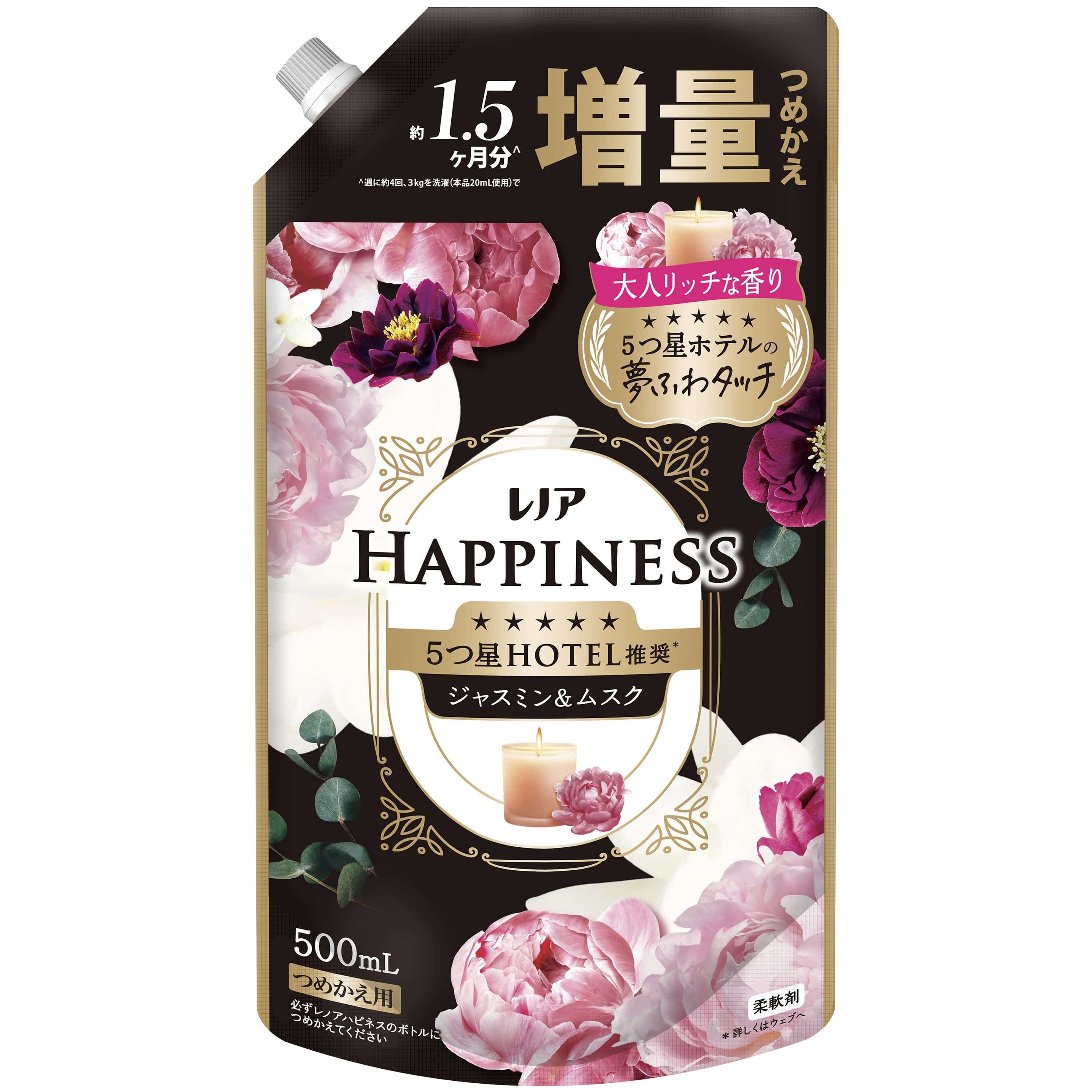 Ｐ＆Ｇジャパン レノアハピネス夢ふわタッチジャスミン&ムスクの香り詰替増量サイズ 500mL/パック（ご注文単位1パック）【直送品】