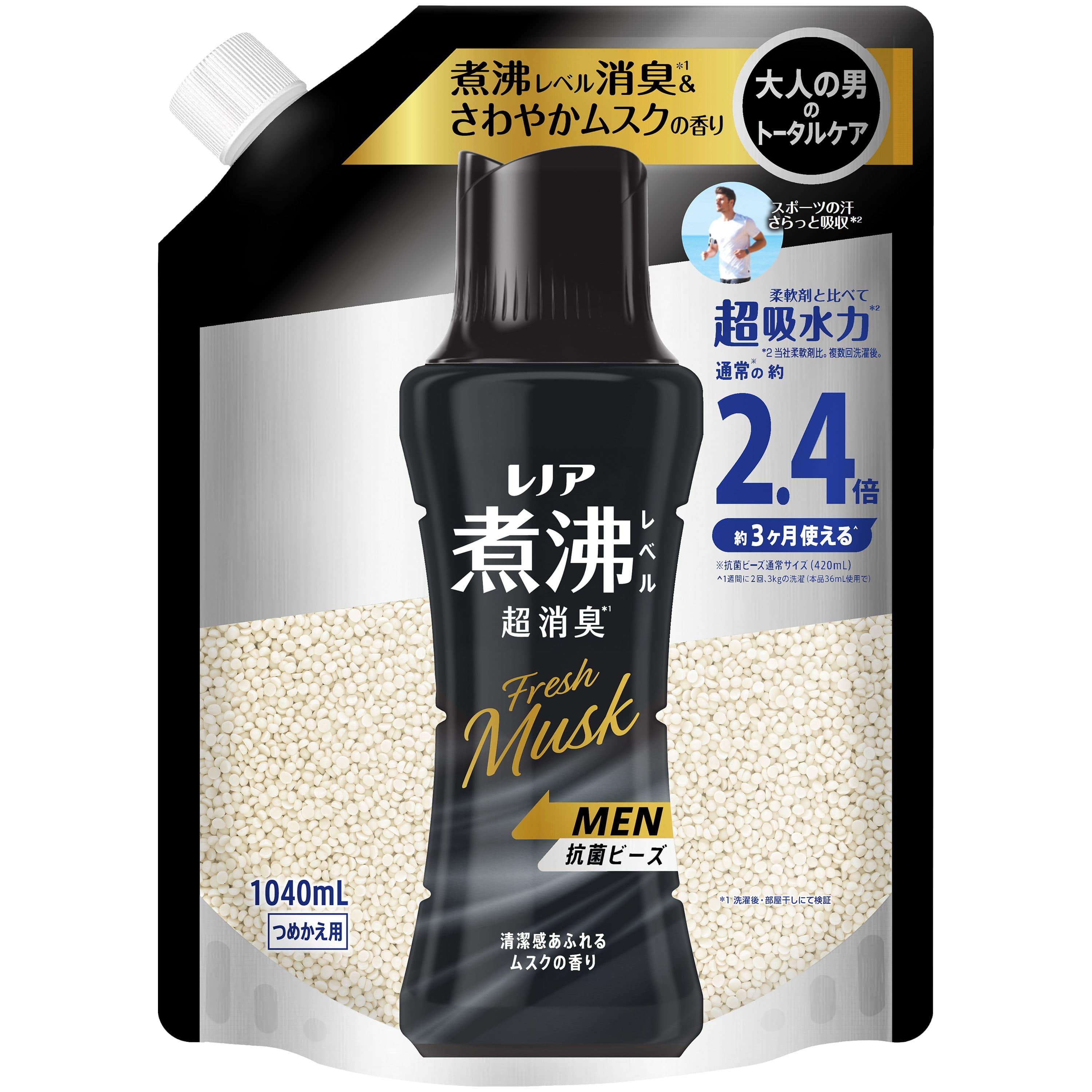Ｐ＆Ｇジャパン レノア煮沸レベル消臭抗菌ビーズMEN清潔感あふれるムスクの香りつめかえ用特大 1040mL/パック（ご注文単位1パック）【直送品】