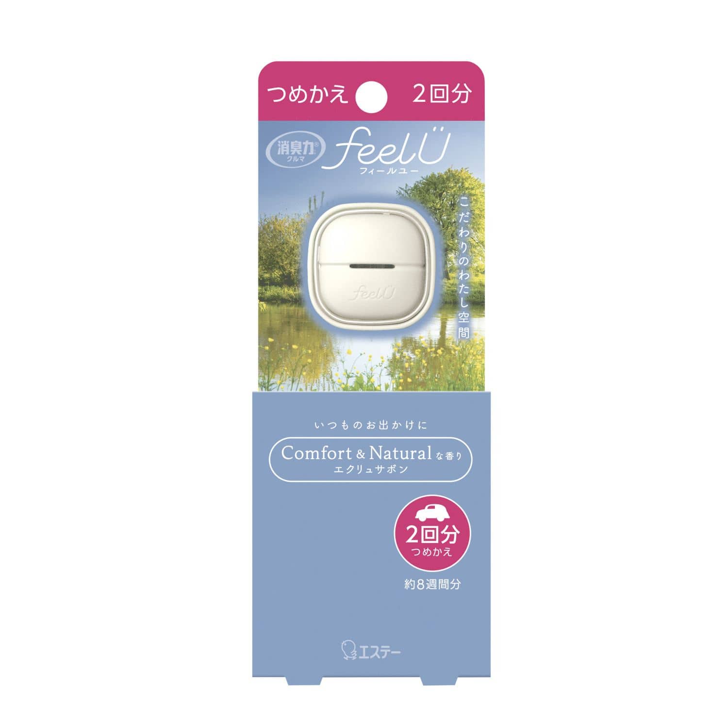 エステー 消臭力 クルマ用 feelU クリップタイプ つめかえ エクリュサボン 2個/パック(ご注文単位1パック)【直送品】