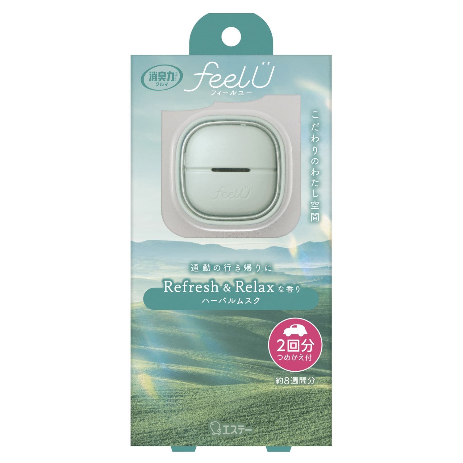 エステー 消臭力 クルマ用 feelU クリップタイプ 本体 ハーバルムスク 2個/パック（ご注文単位1パック）【直送品】