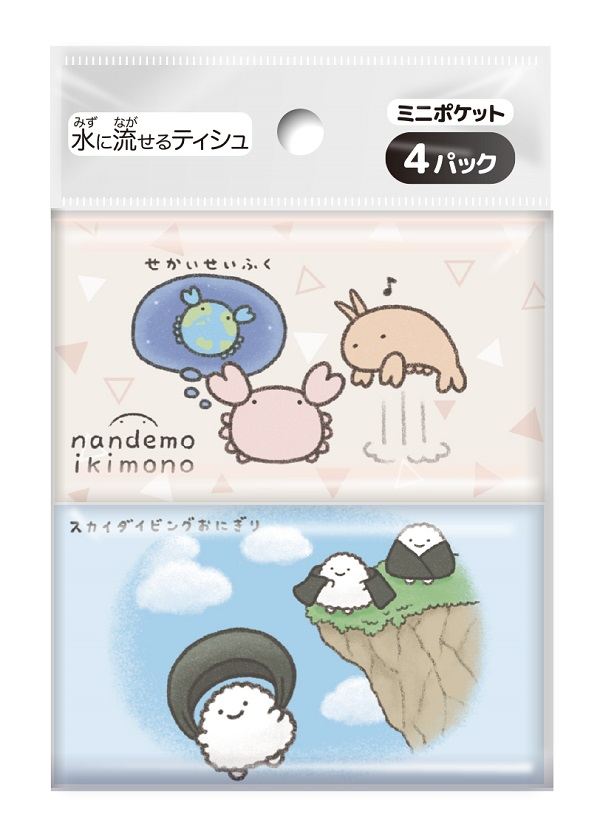 ダイレイ なんでもいきもの ミニポケットティシュ4個組 4個/パック（ご注文単位1パック）【直送品】
