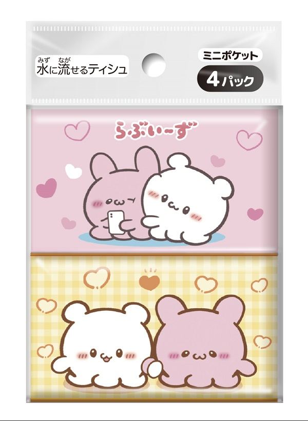 ダイレイ らぶいーず ミニポケットティシュ4個組 4個/パック（ご注文単位1パック）【直送品】