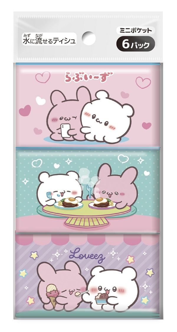 ダイレイ らぶいーず ミニポケットティシュ6個組 6個/パック（ご注文単位1パック）【直送品】