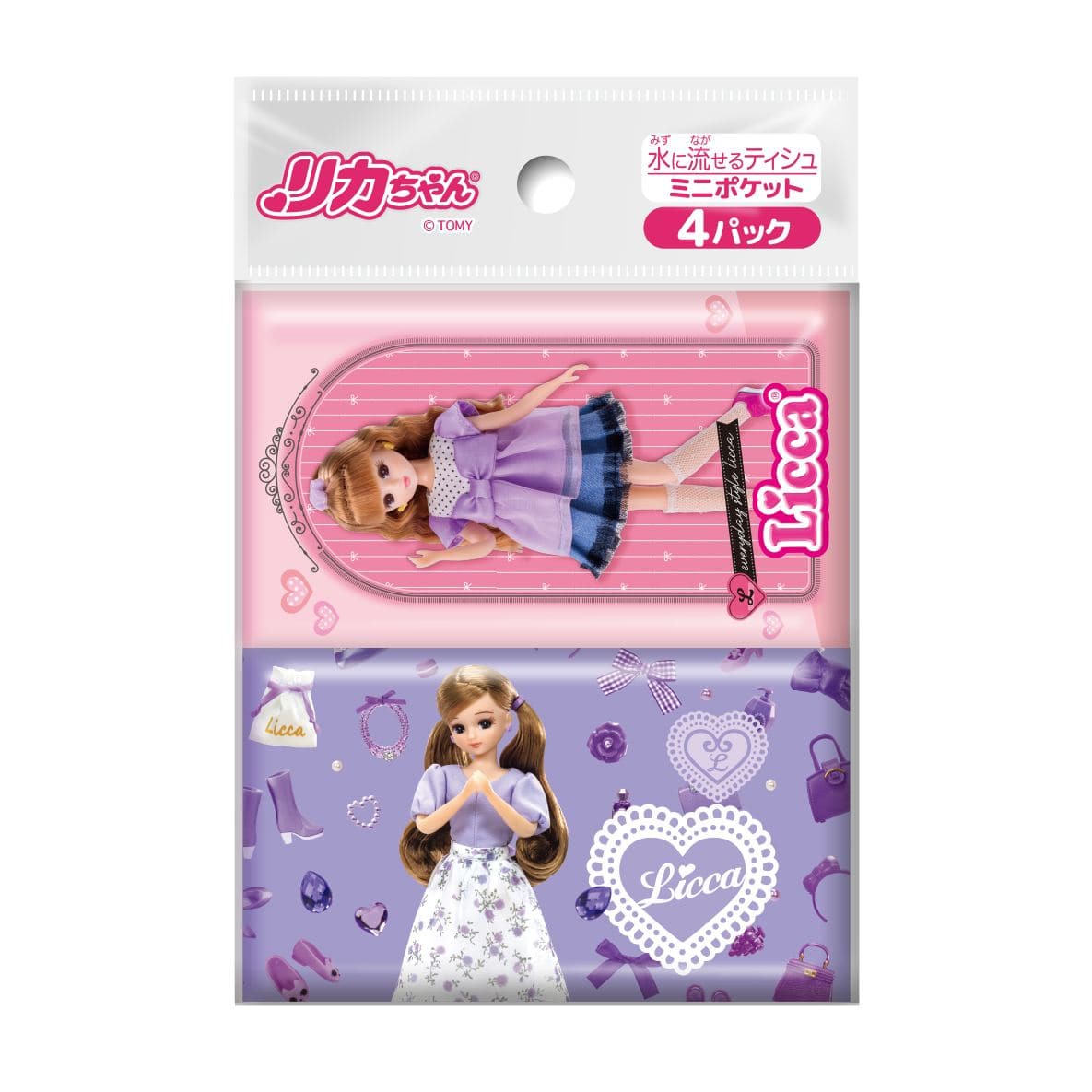 ダイレイ リカちゃん ミニポケットティシュ 4個/パック（ご注文単位1パック）【直送品】