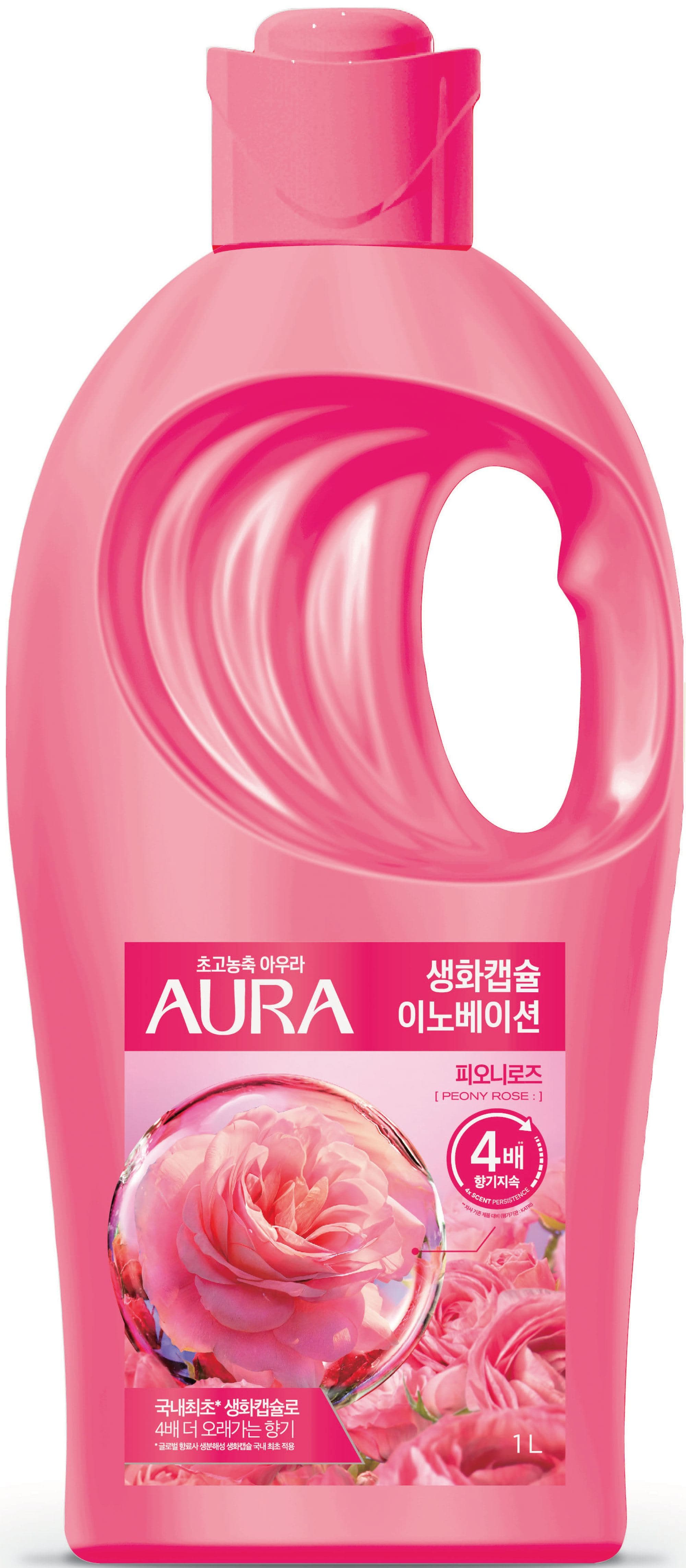 トイレタリージャパン 香りサフロン柔軟剤 AURA生花カプセル ピオニーローズ 本体 1000mL/パック（ご注文単位1パック）【直送品】