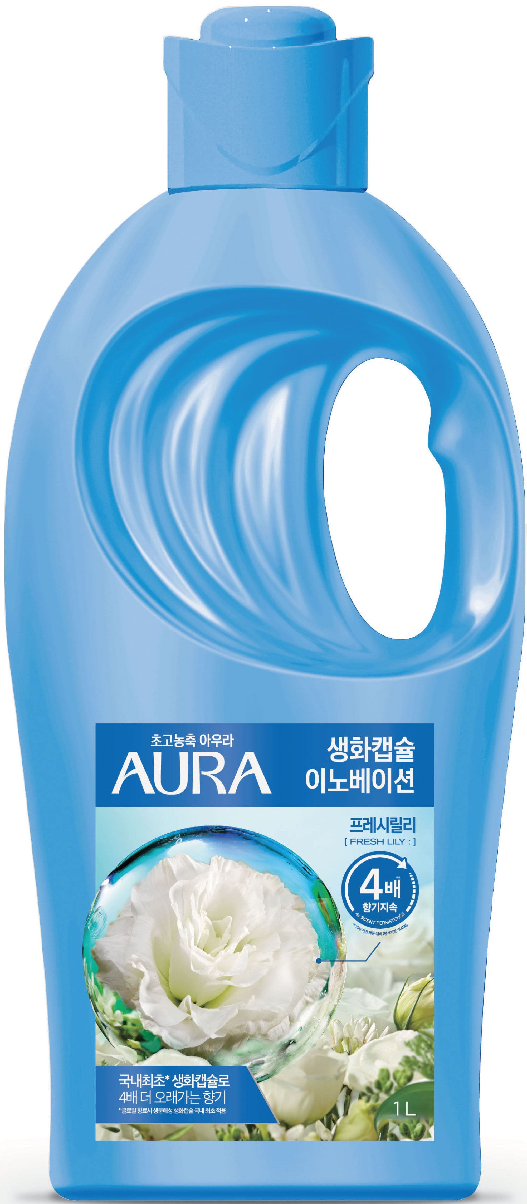 トイレタリージャパン 香りサフロン柔軟剤 AURA生花カプセル フレッシュリリー 本体 1000mL/パック（ご注文単位1パック）【直送品】