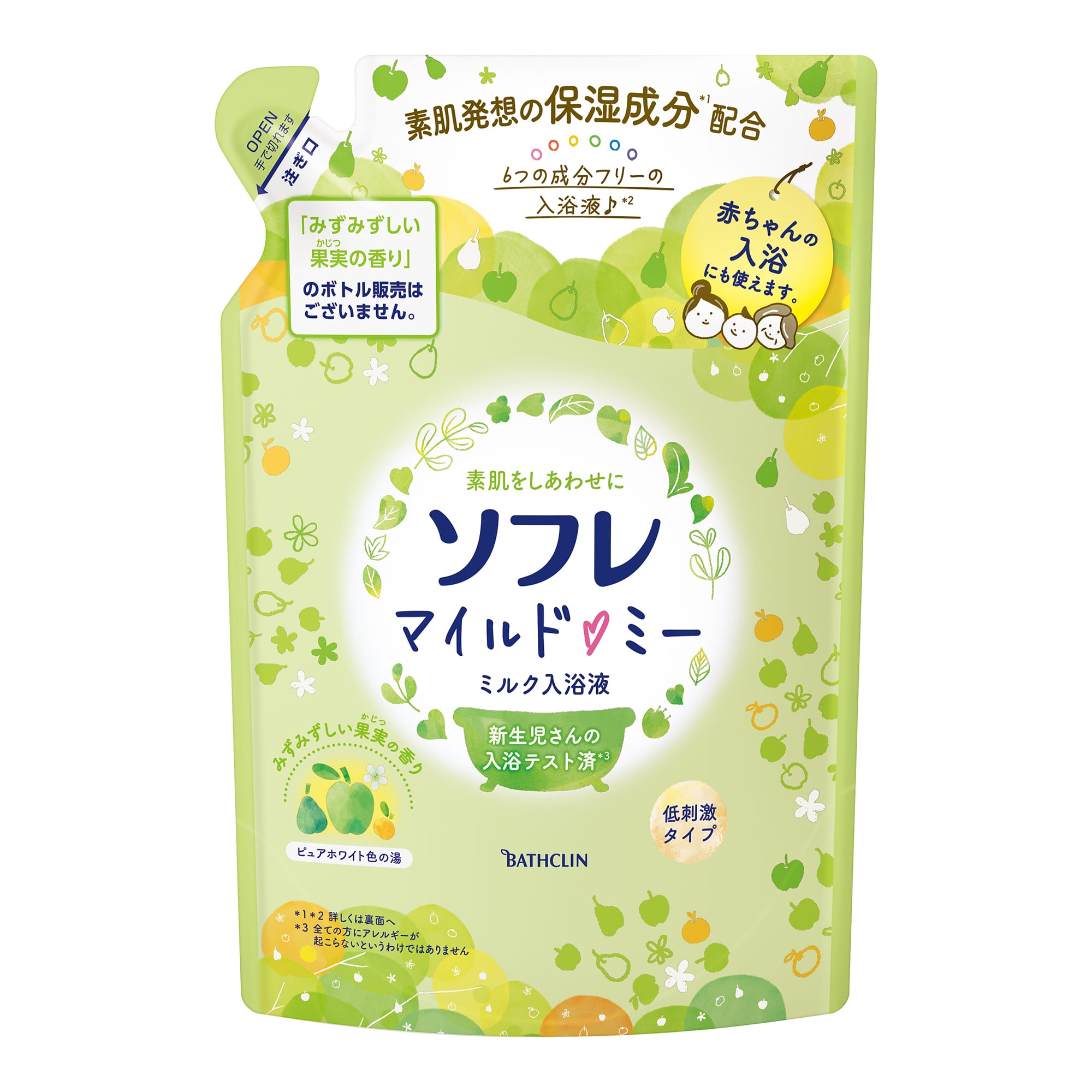 バスクリン ソフレ マイルド・ミー ミルク入浴液 みずみずしい果実の香り 600mL/パック（ご注文単位1パック）【直送品】