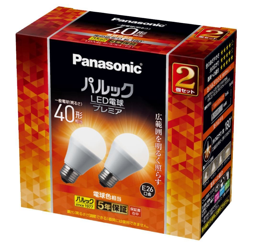 パナソニック LDA4LGSK4F2T LED電球 一般電球タイプ(E26口金) 2個/パック（ご注文単位1パック）【直送品】