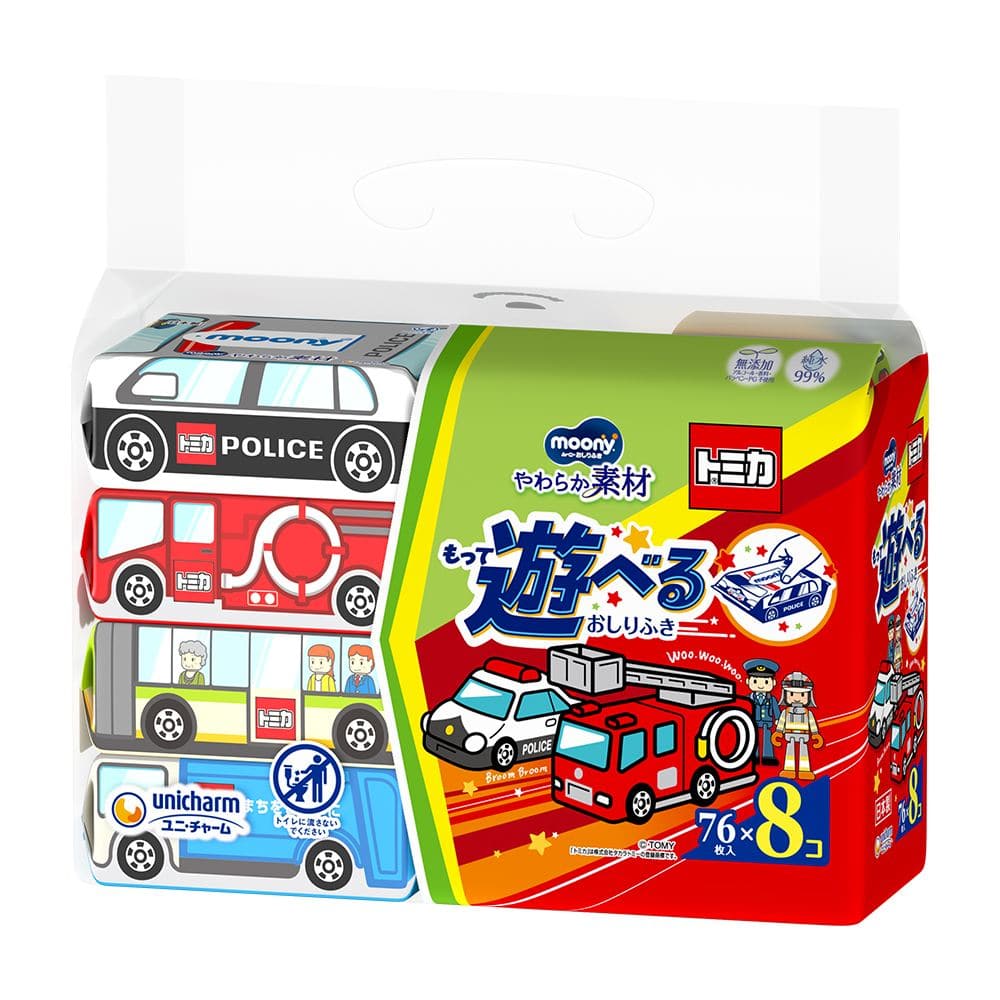 ユニ・チャーム ム-ニ-おしりふきやわ素材詰替 トミカ 608枚/パック（ご注文単位1パック）【直送品】