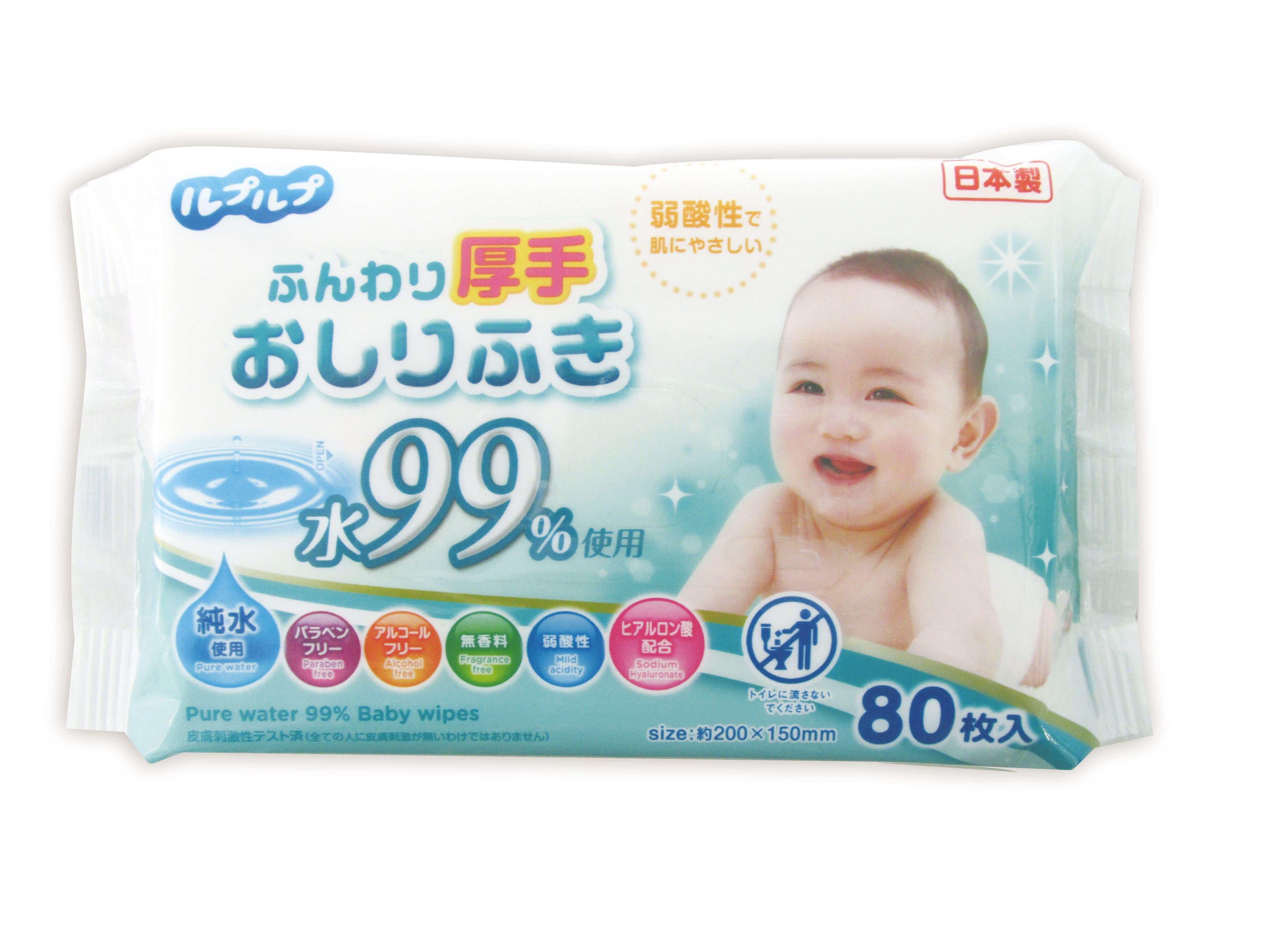 ライフ堂 ルプルプふんわり厚手おしりふき水99%80枚 80枚/パック（ご注文単位1パック）【直送品】