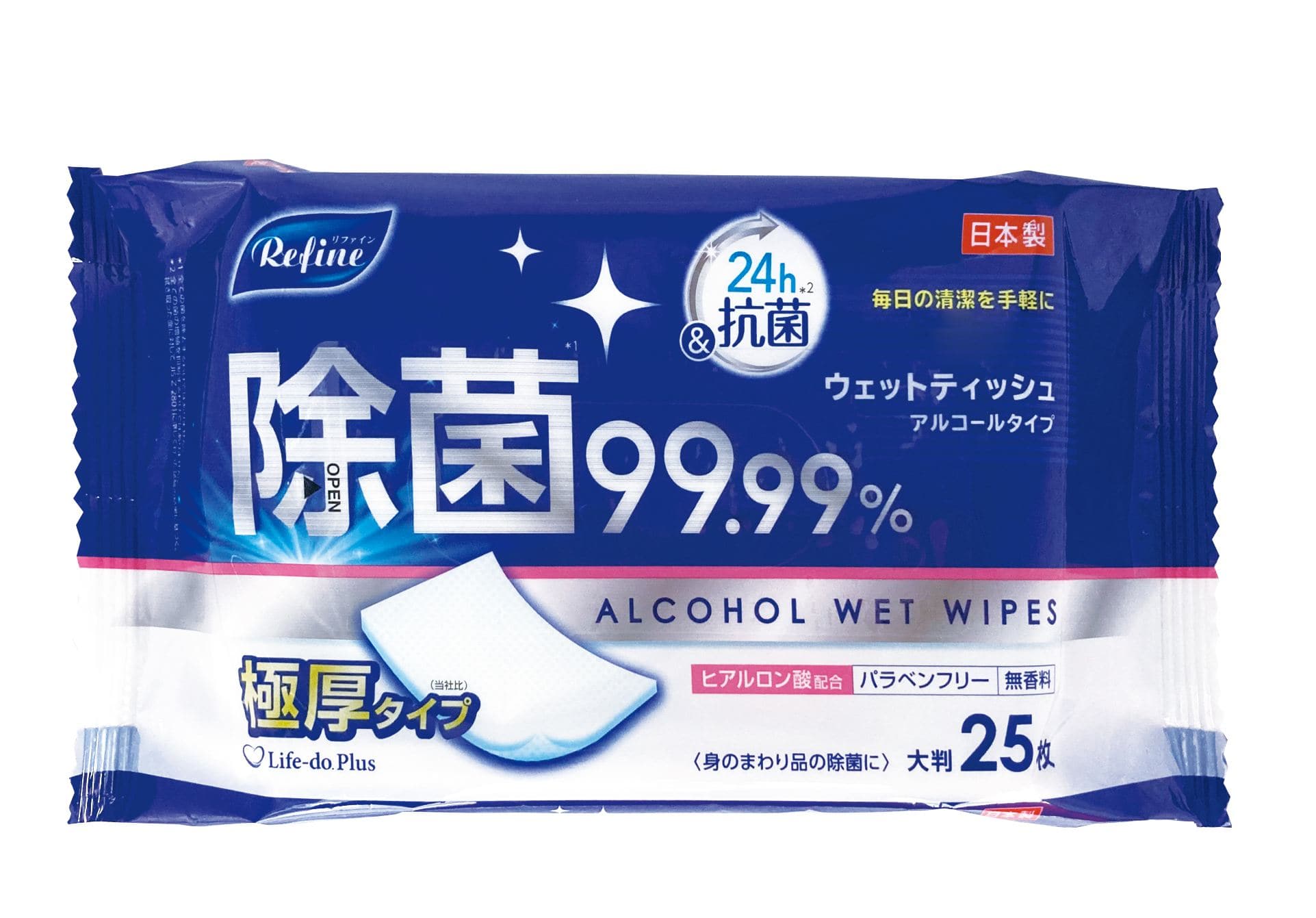 ライフ堂 極厚AL除菌大判ウェットティッシュ25枚 25枚/パック（ご注文単位1パック）【直送品】