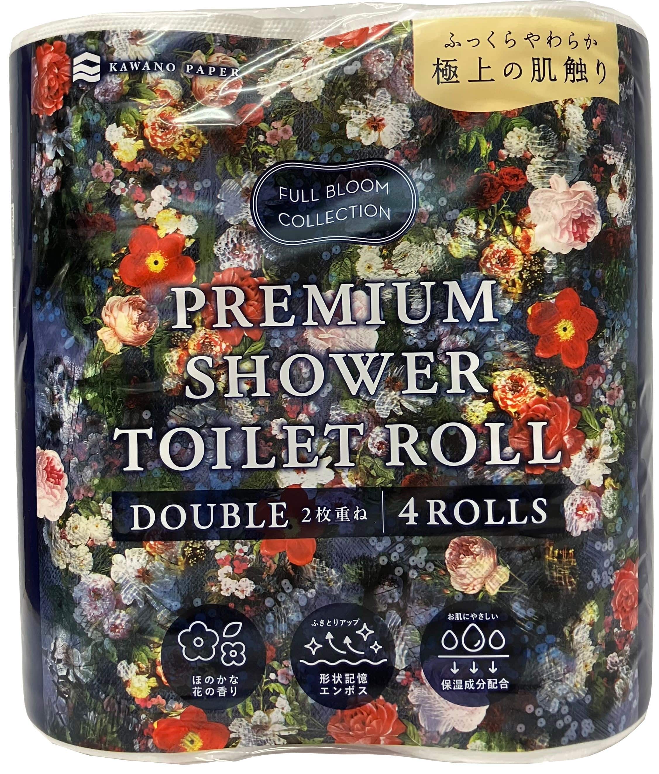 河野製紙 FULL BLOOM COLLECTIONプレミアムシャワートイレット 4ロール/パック（ご注文単位1パック）【直送品】