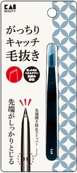 貝印 がっちりキャッチ毛抜き(ブラック) 1個/パック（ご注文単位1パック）【直送品】