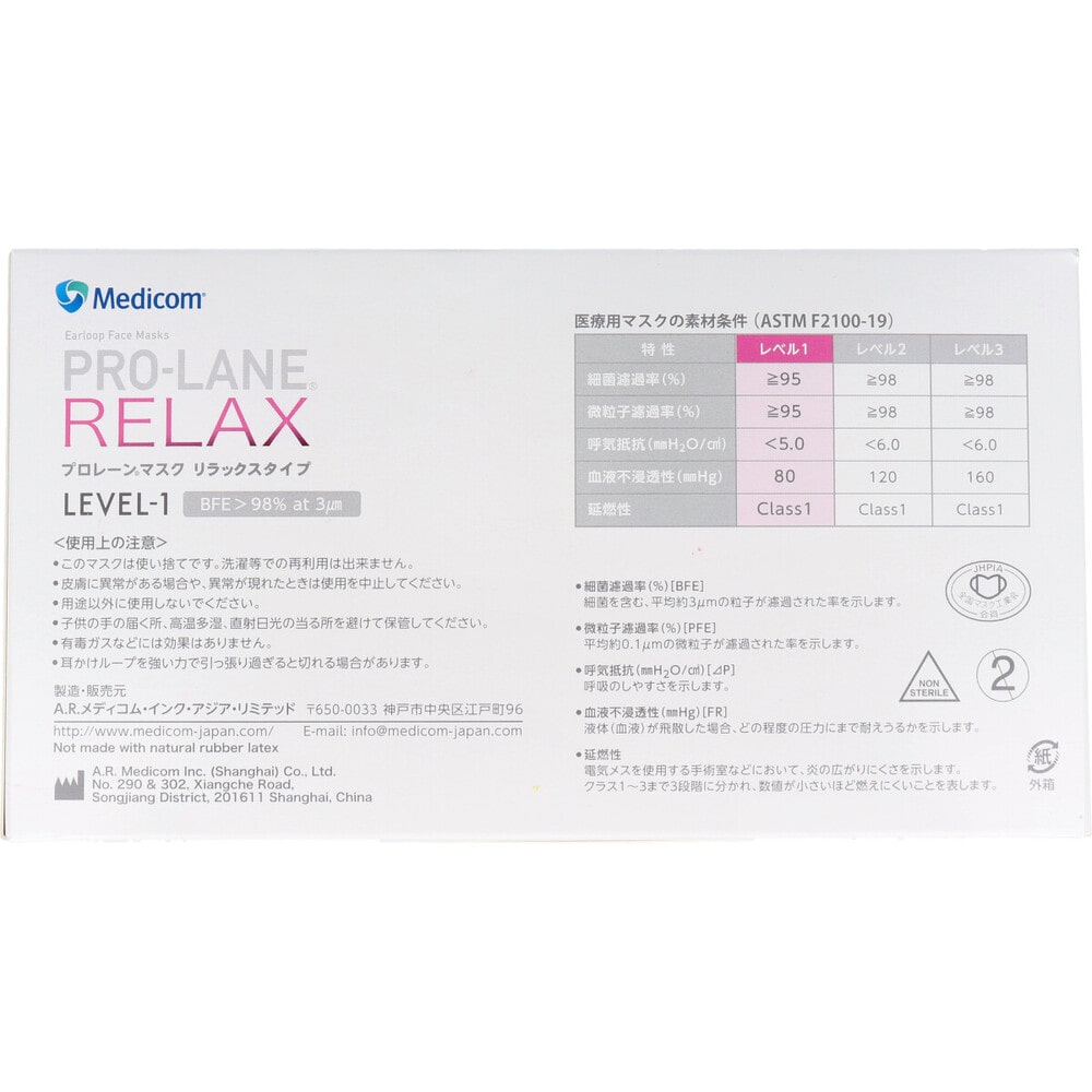 A.R.メディコムインク・アジアリミテッド プロレーンマスク リラックスタイプ ピンク 50枚入 1箱(ご注文単位1箱)【直送品】
