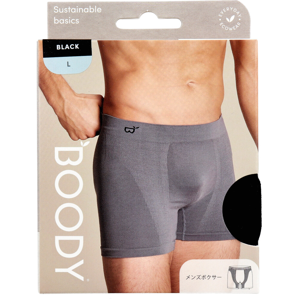 Jorico Enterprises Pty Ltd BOODY メンズ ボクサー Lサイズ ブラック 1個(ご注文単位1個)【直送品】