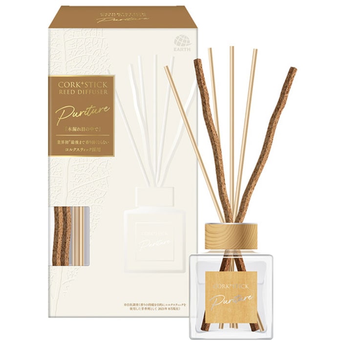 アース製薬 Sukki-ri! CORK+STICK REED DIFFUSER Puriture 木漏れ日の中で 100mL 1セット(ご注文単位1セット)【直送品】