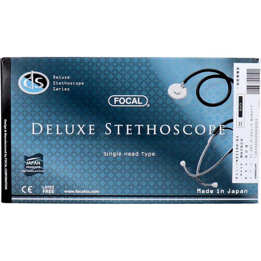 カネイシ FOCAL(フォーカル) シングルヘッド聴診器 FC-200 ブラック 1個(ご注文単位1個)【直送品】