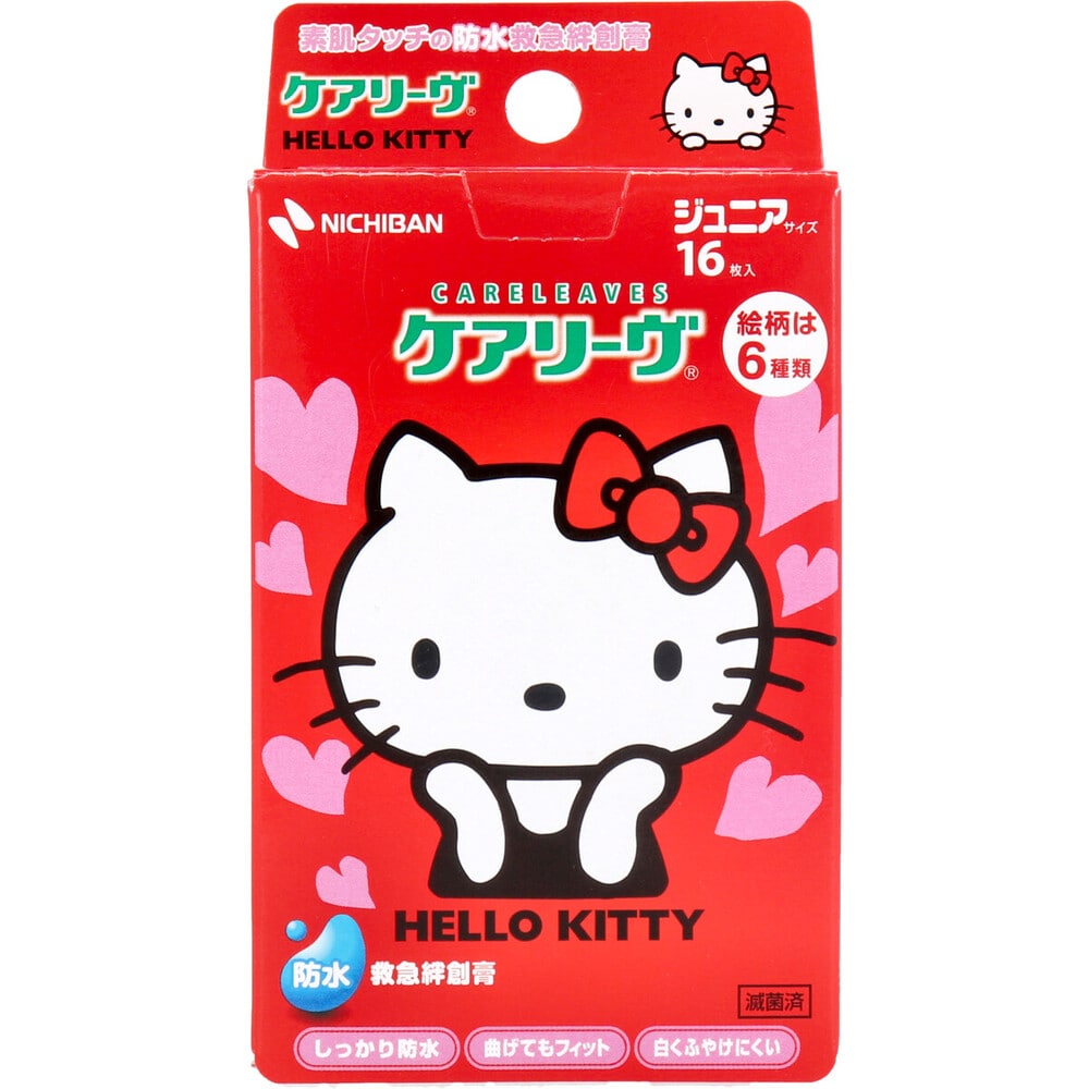 ニチバン ケアリーヴ ハローキティ 防水タイプ ジュニアサイズ 16枚 CLB16KT 1箱(ご注文単位1箱)【直送品】