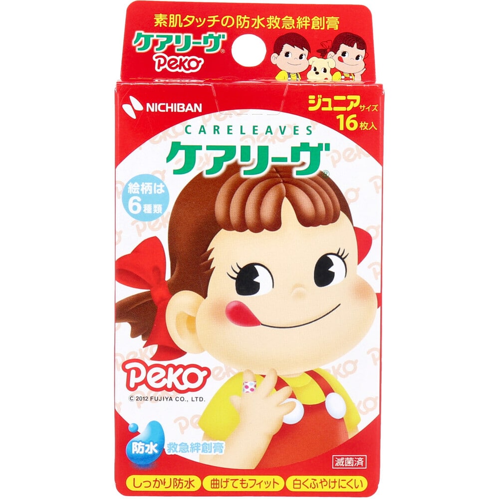 ニチバン ケアリーヴ ペコちゃん 防水タイプ ジュニアサイズ 16枚入 1箱(ご注文単位1箱)【直送品】