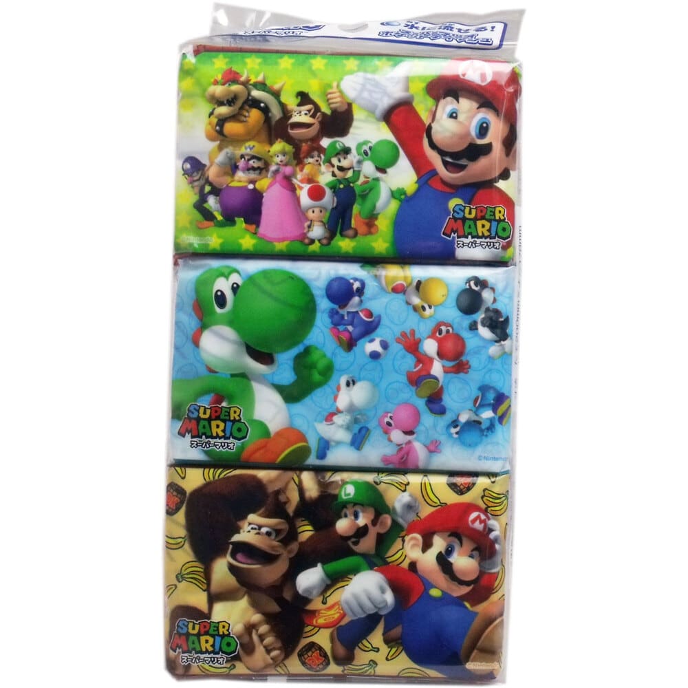 ハヤシ商事 スーパーマリオ 水に流せるポケットティシュ 6パック入 1袋(ご注文単位1袋)【直送品】