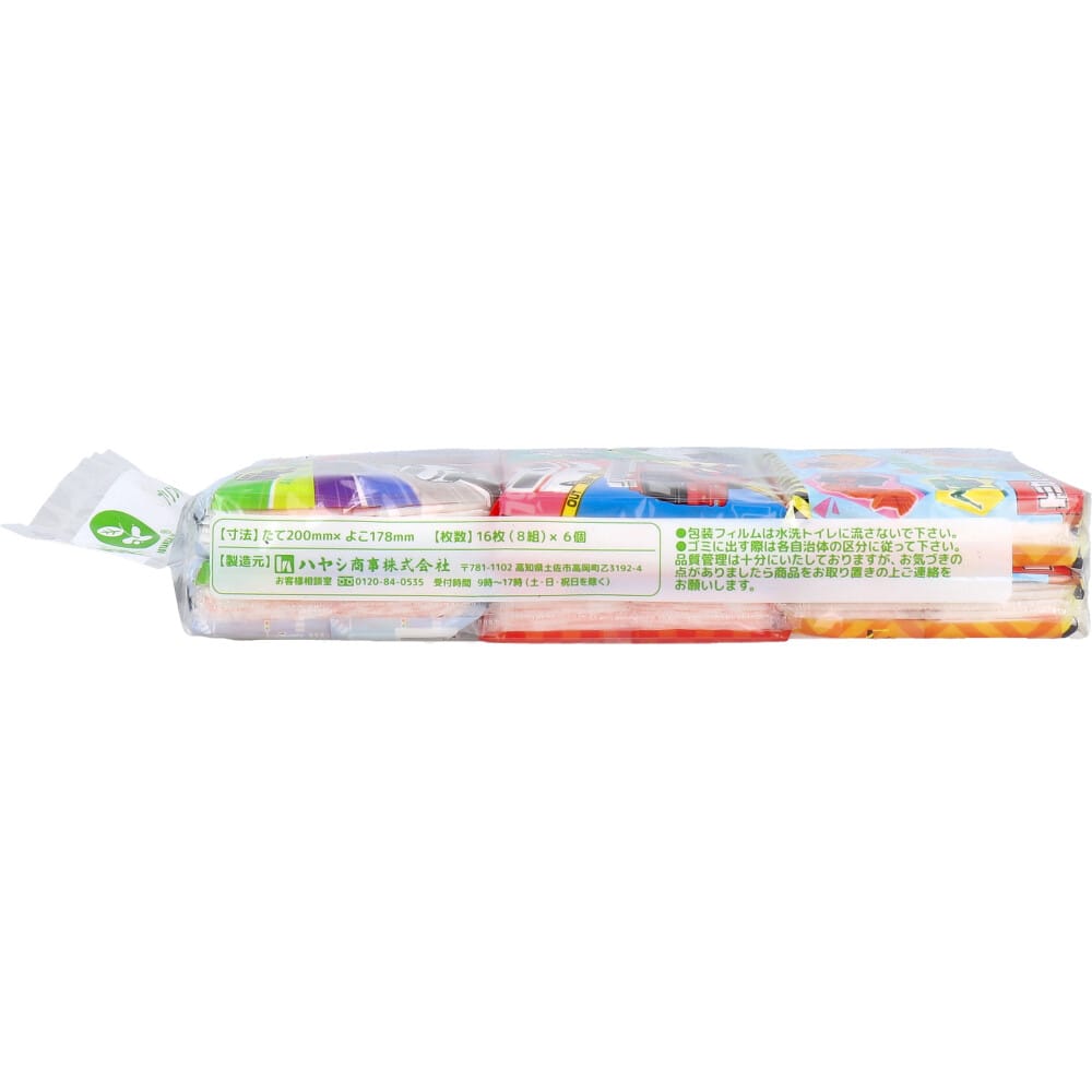 ハヤシ商事 トミカ 水に流せるプリントティシュ 16枚(8組)×6個入 1袋(ご注文単位1袋)【直送品】