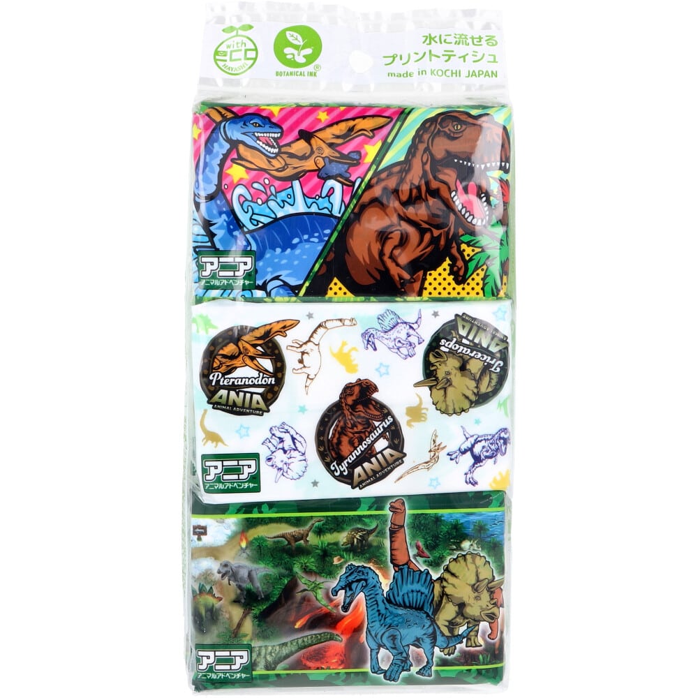 ハヤシ商事 アニア アニマルアドベンチャー 水に流せるプリントティシュ 16枚(8組)×6個入 1袋(ご注文単位1袋)【直送品】