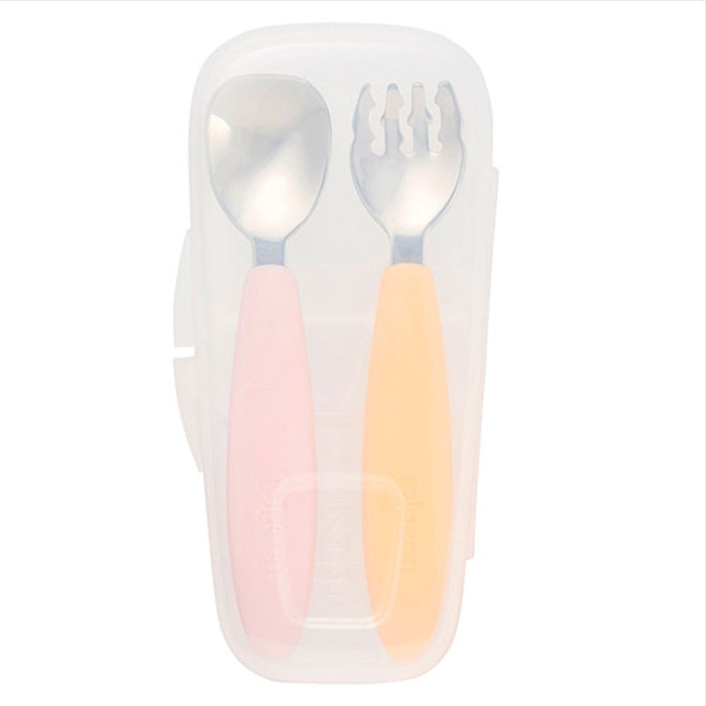 ピジョン　じぶんでパクパク スプーン＆フォーク FRUITカラー ケース付　1セット（ご注文単位1セット）【直送品】