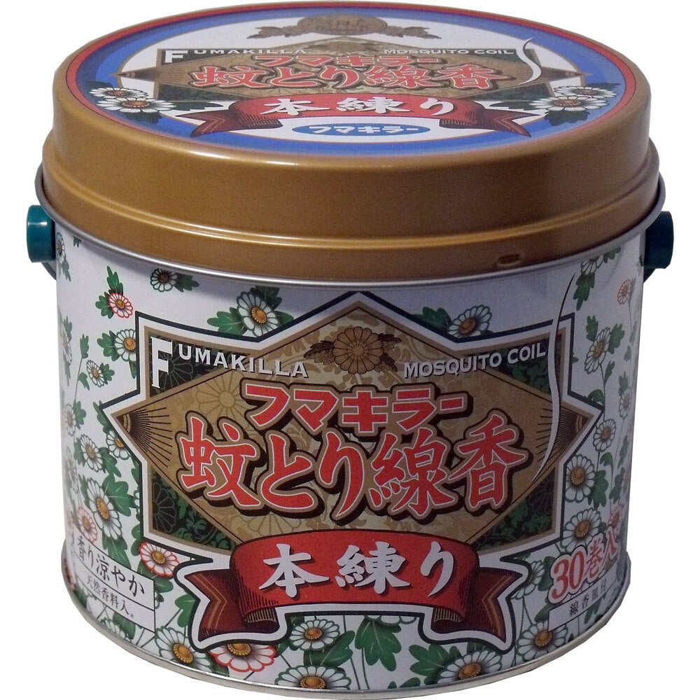 フマキラー フマキラー蚊とり線香 本練り 30巻缶入(線香皿付) 1缶(ご注文単位1缶)【直送品】