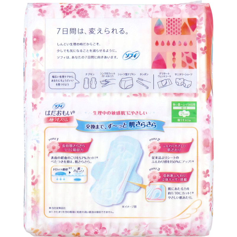 ユニ・チャーム ソフィ はだおもい 極うすスリム 多い昼-ふつうの日 羽つき 21cm 38枚入 1パック(ご注文単位1パック)【直送品】