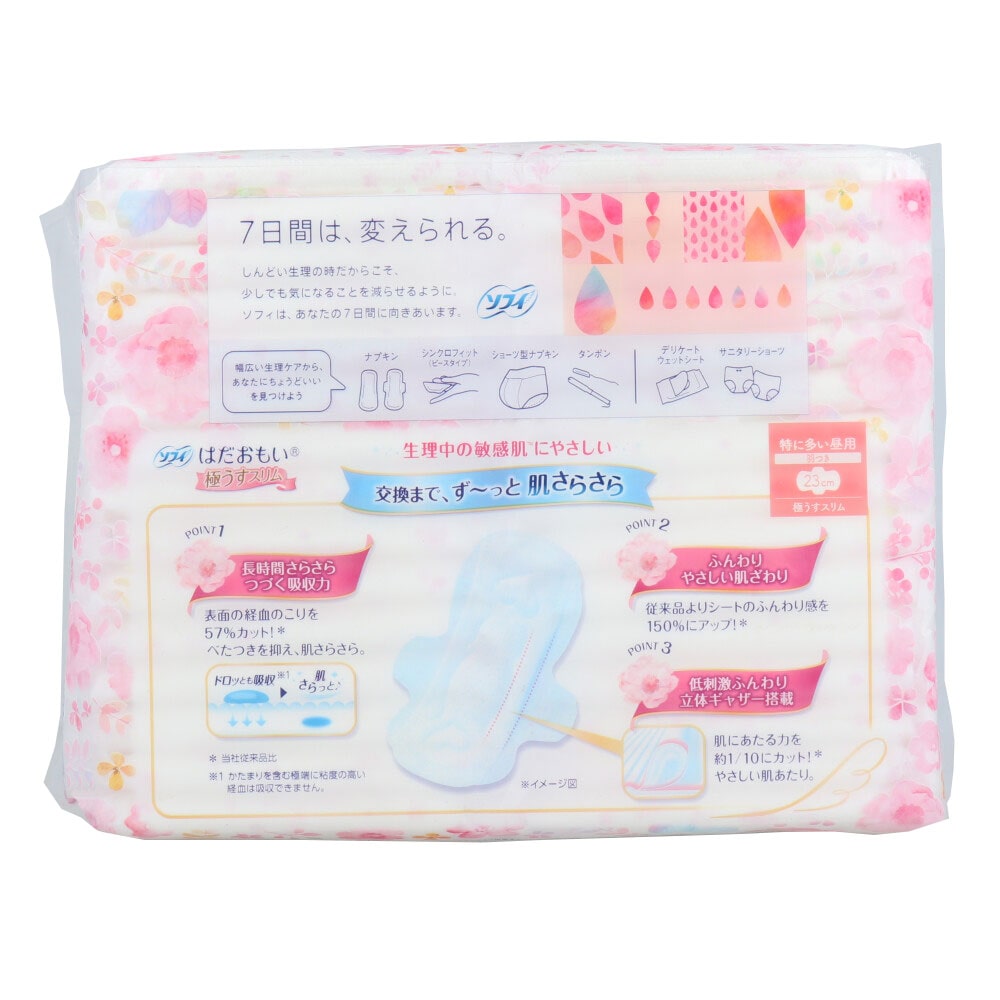 ユニ・チャーム ソフィ はだおもい 極うすスリム 特に多い昼用 羽つき 23cm 30個入 1パック(ご注文単位1パック)【直送品】