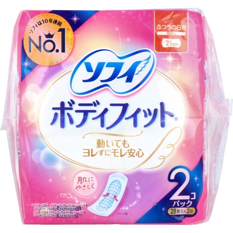 ユニ・チャーム　ソフィ ボディフィット ふつうの日用 羽なし 28枚入×2個パック　1パック（ご注文単位1パック）【直送品】