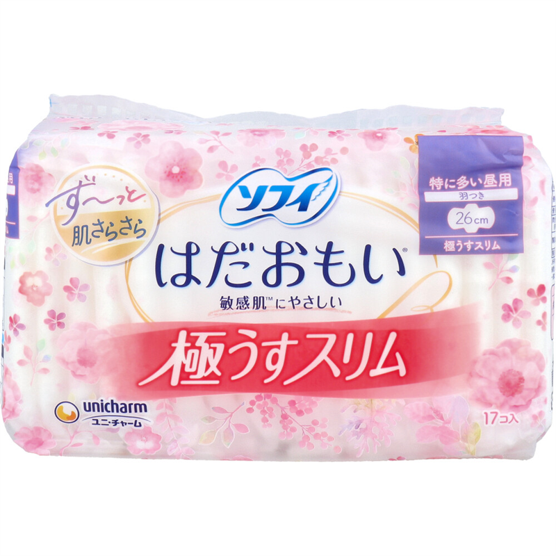 ユニ・チャーム　ソフィ はだおもい 極うすスリム 特に多い昼用 羽つき 17個入　1パック（ご注文単位1パック）【直送品】