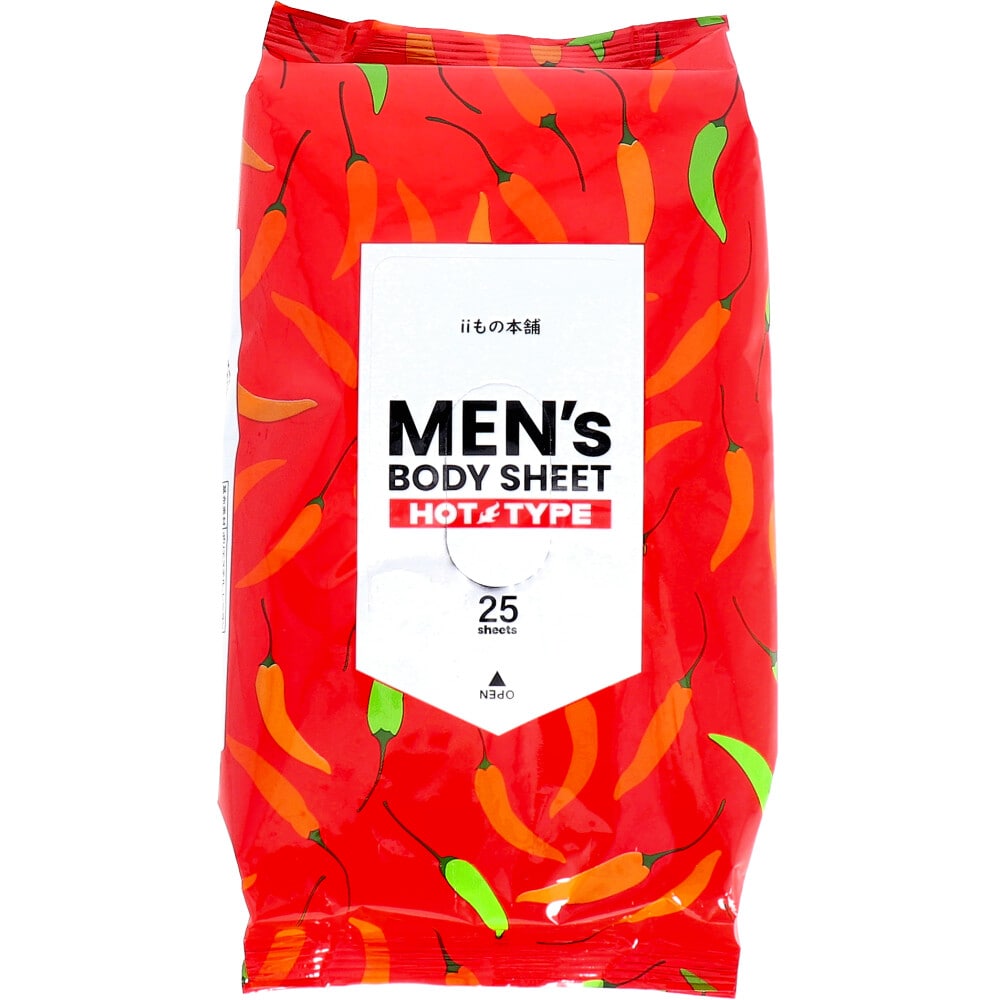 iiもの本舗 メンズボディシート ボディ用 温感タイプ ライムの香り 25枚入 1パック(ご注文単位1パック)【直送品】