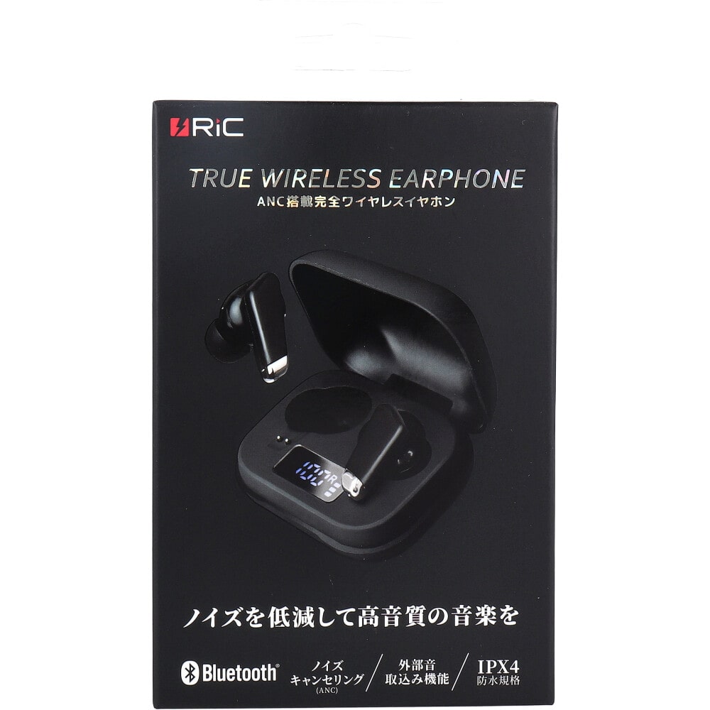 エール RiC ANC搭載完全ワイヤレスイヤホン ブラック BT0030BK 1個(ご注文単位1個)【直送品】