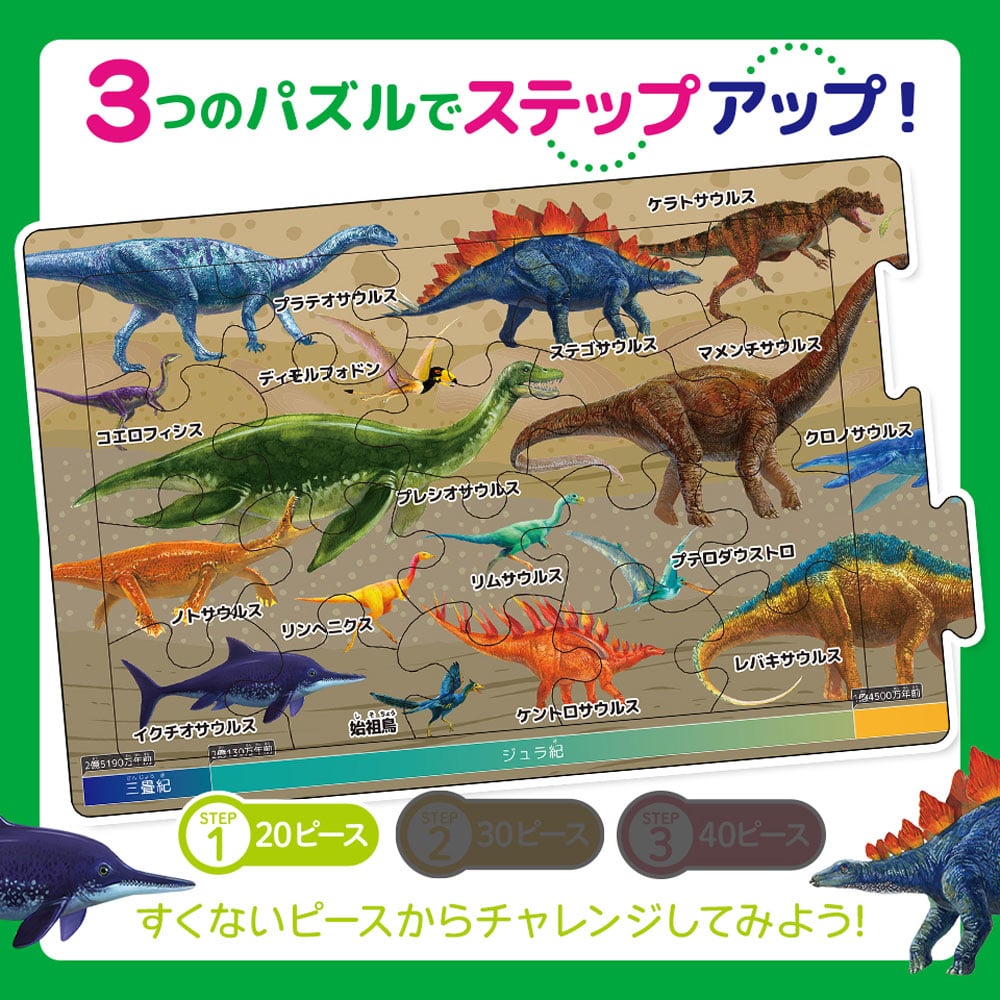 シルバーバック つなげるパズル図鑑 古生物 1セット(ご注文単位1セット)【直送品】