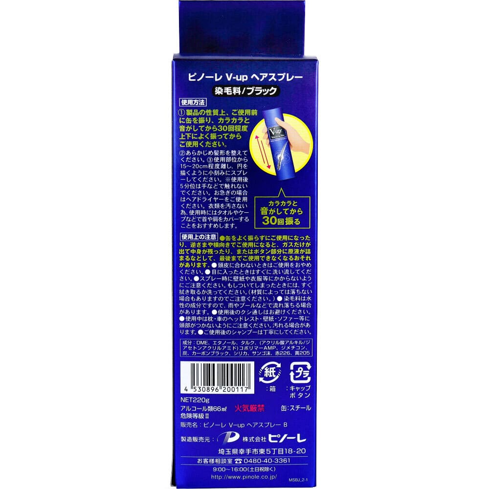 ピノーレ ボリュームアップ ヘアスプレー ブラック 220g 1個(ご注文単位1個)【直送品】
