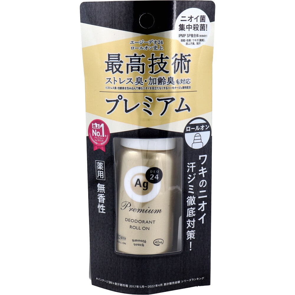 ファイントゥデイ エージーデオ24 プレミアムデオドラントロールオン 無香性 40mL 1個(ご注文単位1個)【直送品】