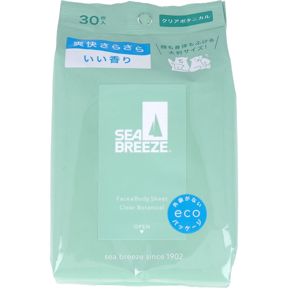 ファイントゥデイ シーブリーズ フェイス&ボディシート N クリアボタニカル 30枚入 1パック(ご注文単位1パック)【直送品】