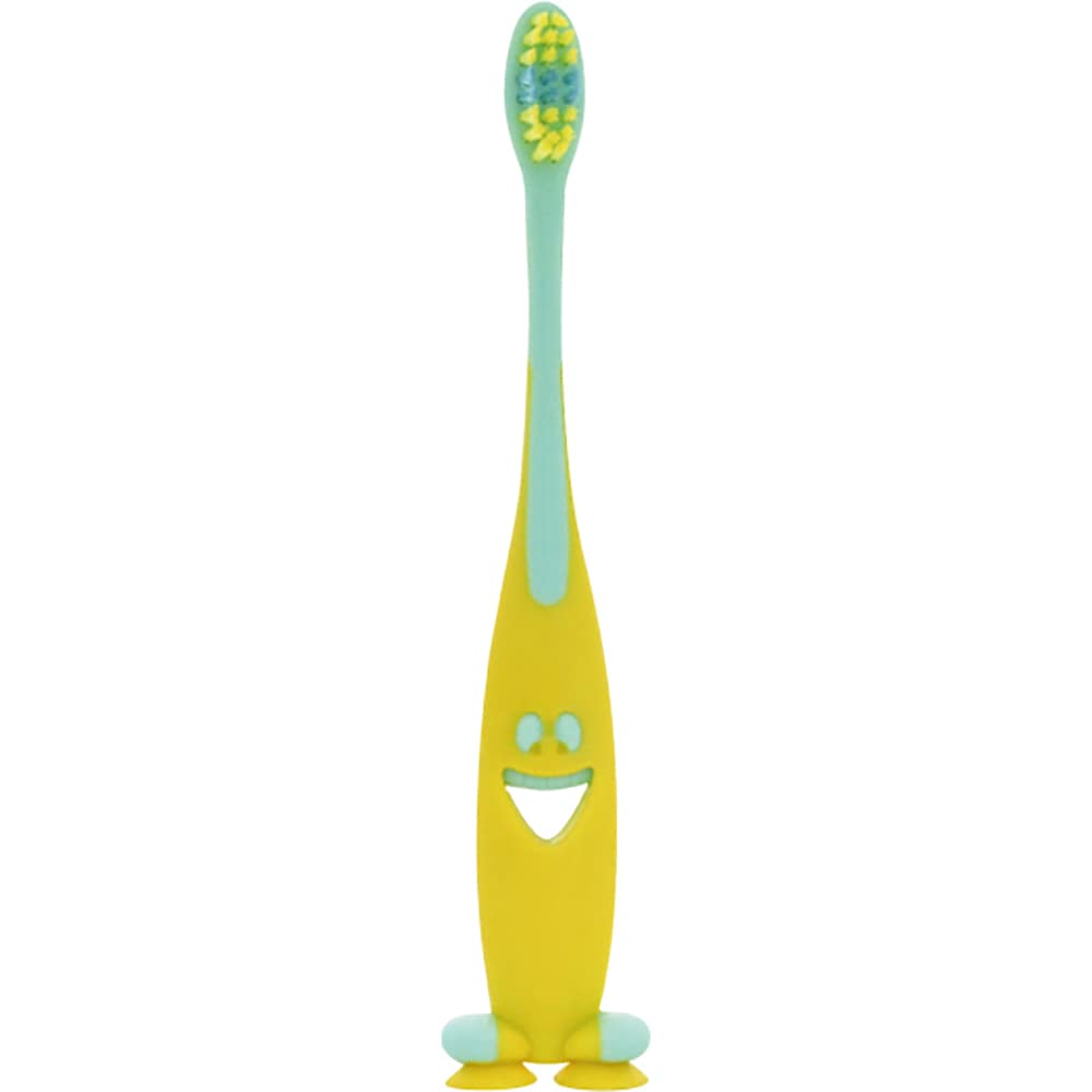 ユーカンパニー ピタット スマイリー歯ブラシ 吸盤&キャップ付 ファンイエロー 1本(ご注文単位1本)【直送品】