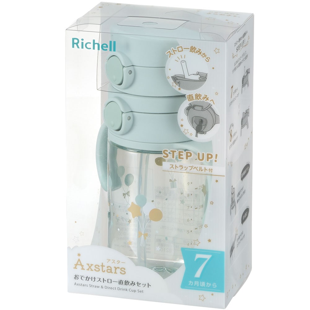 リッチェル　アスター おでかけストロー直飲みセット ライトブルー　1セット（ご注文単位1セット）【直送品】