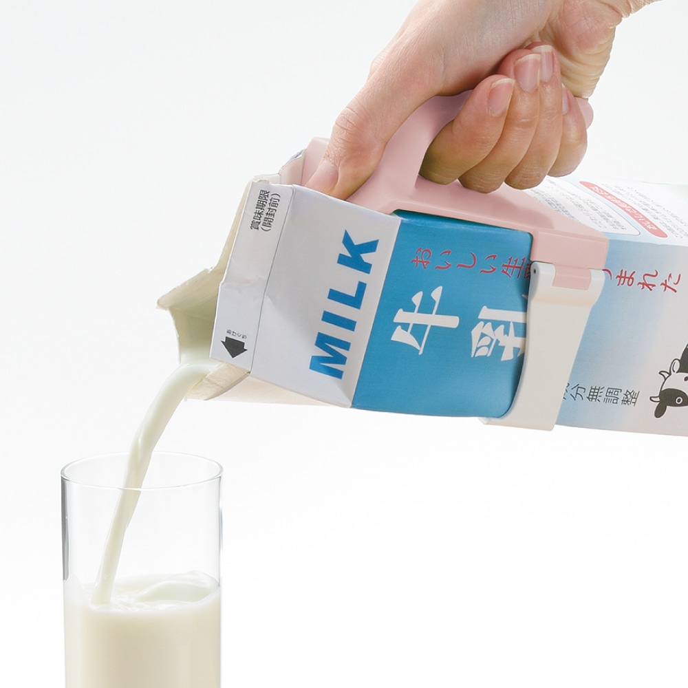 リッチェル 使っていいね! 持ちやすい 牛乳パックハンドル ピンク 1パック(ご注文単位1パック)【直送品】